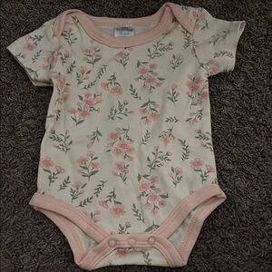 Pink and Cream Floral Bodysuit One Piece